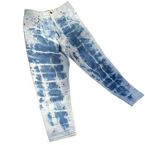 Reworked Vintage WilliWear “Window Pane” Acid Wash 80s Mom Jeans 32”